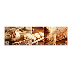 Fotobehang Staaltje Standard Eco - Smakelijk, geurig, knapperig - Brood, Graankorrel, Gastronomie - 100x30 cm