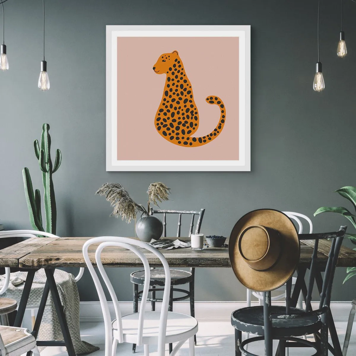 Poster in een witte lijst - Luipaardprint is een modieus print - 40x40 cm