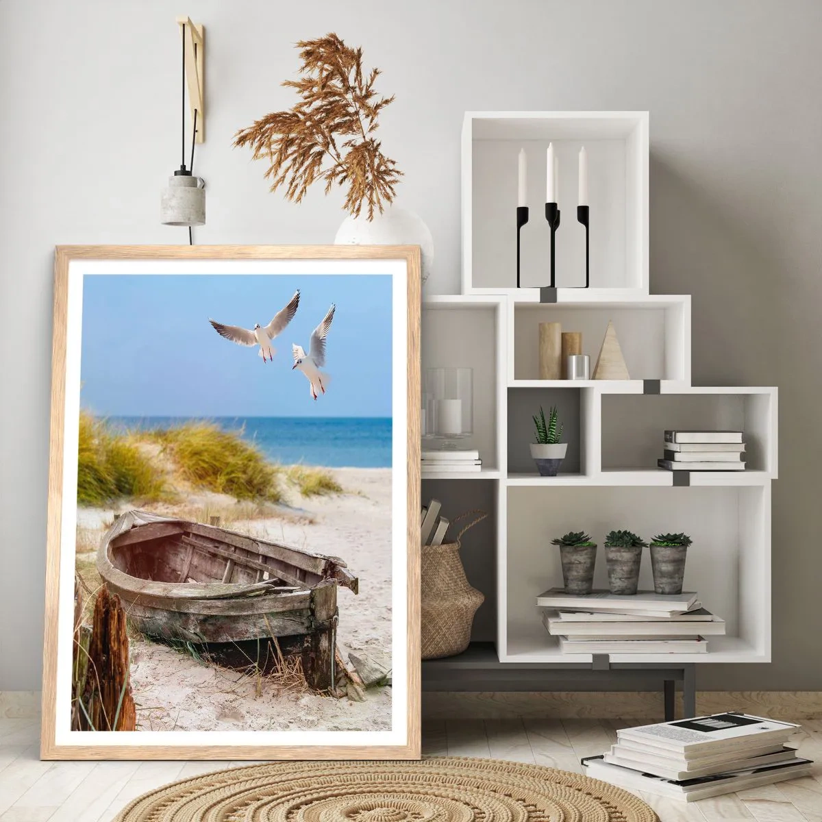 Een poster in een licht eiken lijst - Badend in de wind - 40x50 cm