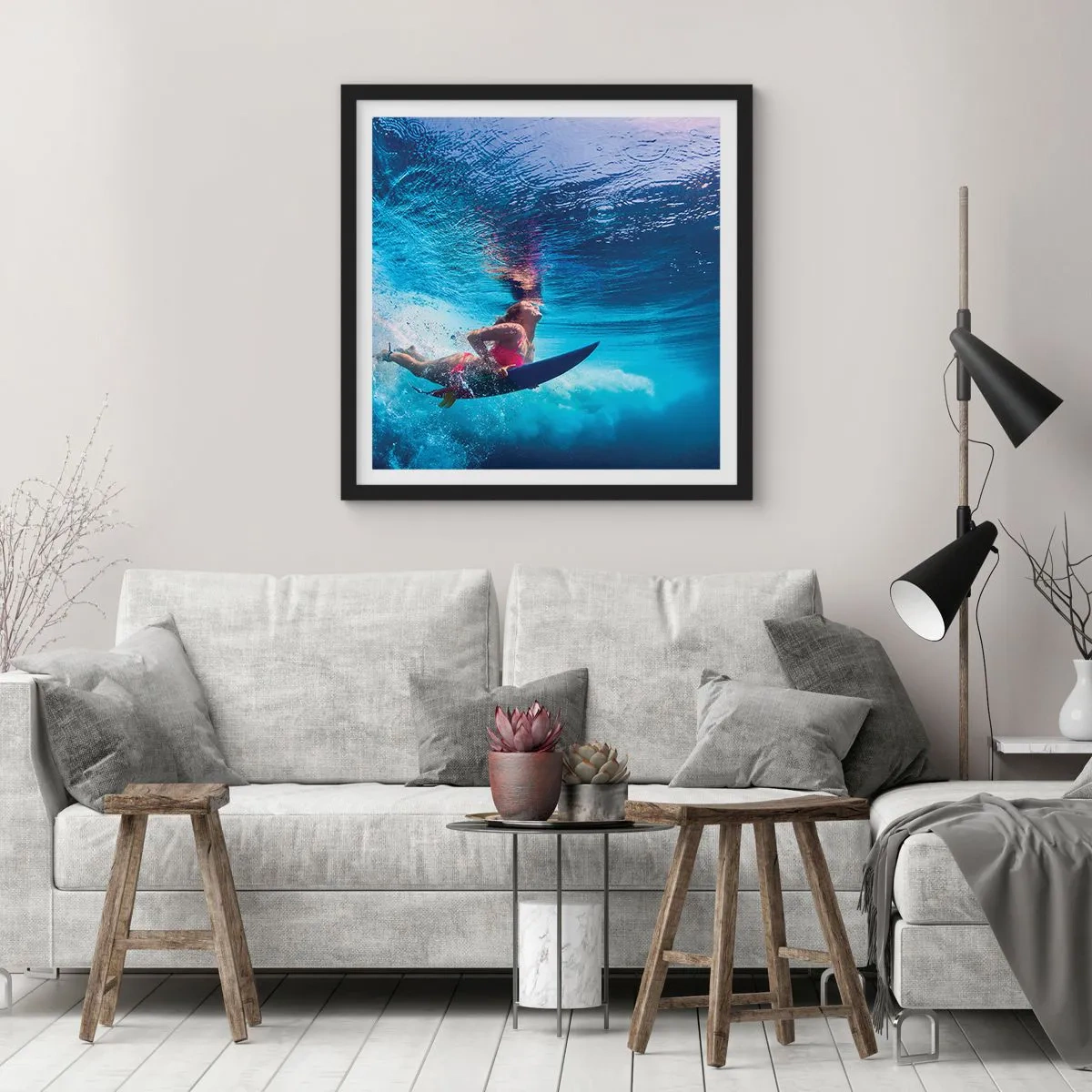 Poster in een zwarte lijst - De diepte van vreugde - 60x60 cm