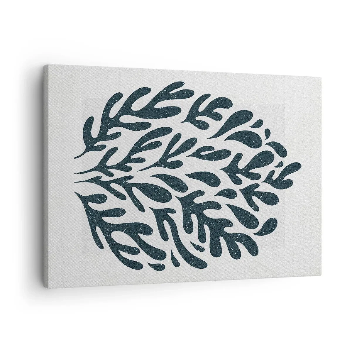 Schilderen op canvas - Donker abstract bladmotief op een lichte achtergrond - 70x50cm - Vormen van de natuur - Moderne wanddecoratie voor woonkamer en slaapkamer ARTTOR
