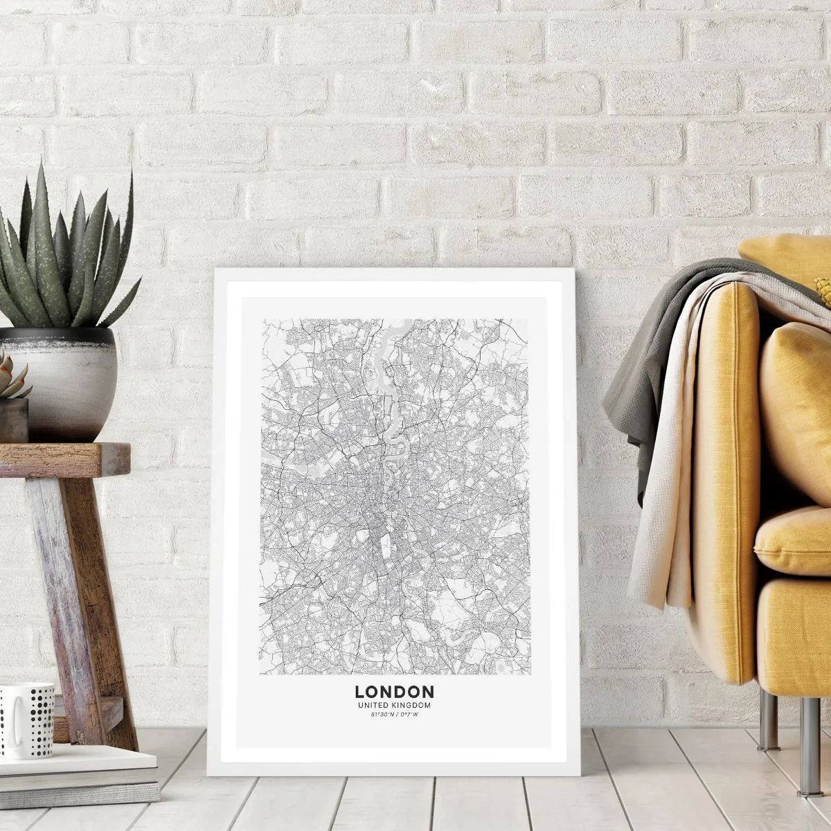 Poster in een witte lijst - Kaart van het doolhof van Londen - 30x40 cm