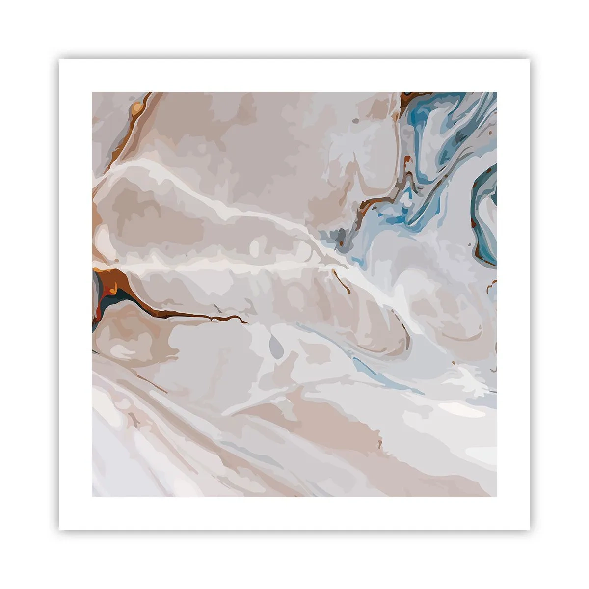 Poster - Blauw kronkelt onder het wit - 50x50 cm