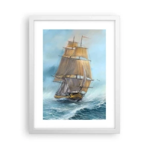 Poster in een witte lijst - Haasten over de golven - 30x40 cm