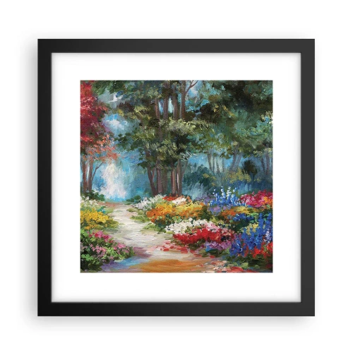 Poster in een zwarte lijst - Bostuin, bloemenbos - 30x30 cm