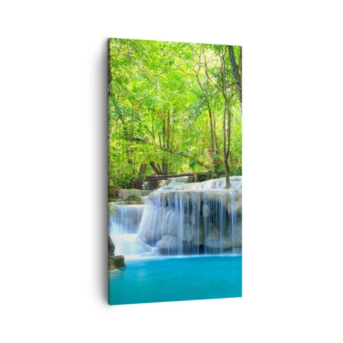 Schilderen op canvas - Verdrinken in turkoois en groen - 45x80 cm