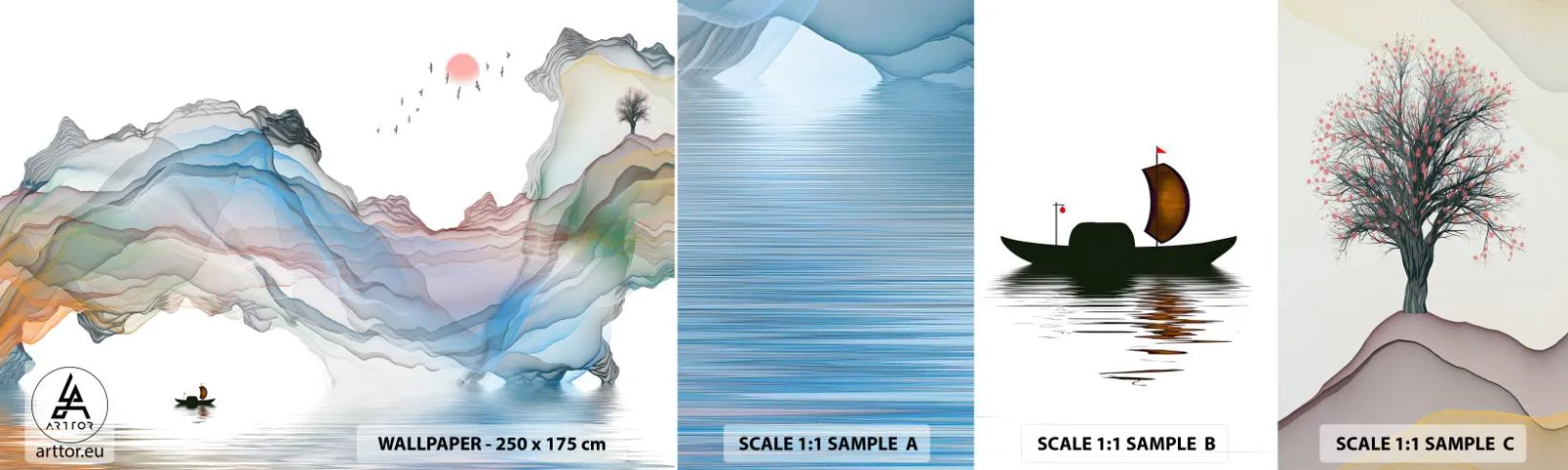Fotobehang Staaltje Standard Eco - Op weg naar de kristallen bergen - Abstractie, Fantasie, Landschap - 100x30 cm