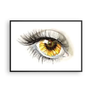 Poster in een zwarte lijst - Een look zo warm als de zomer - 100x70 cm