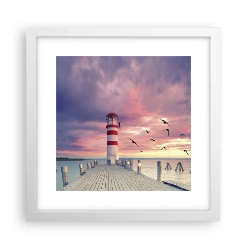Poster in een witte lijst - Het is tijd naar de haven te gaan - 30x30 cm