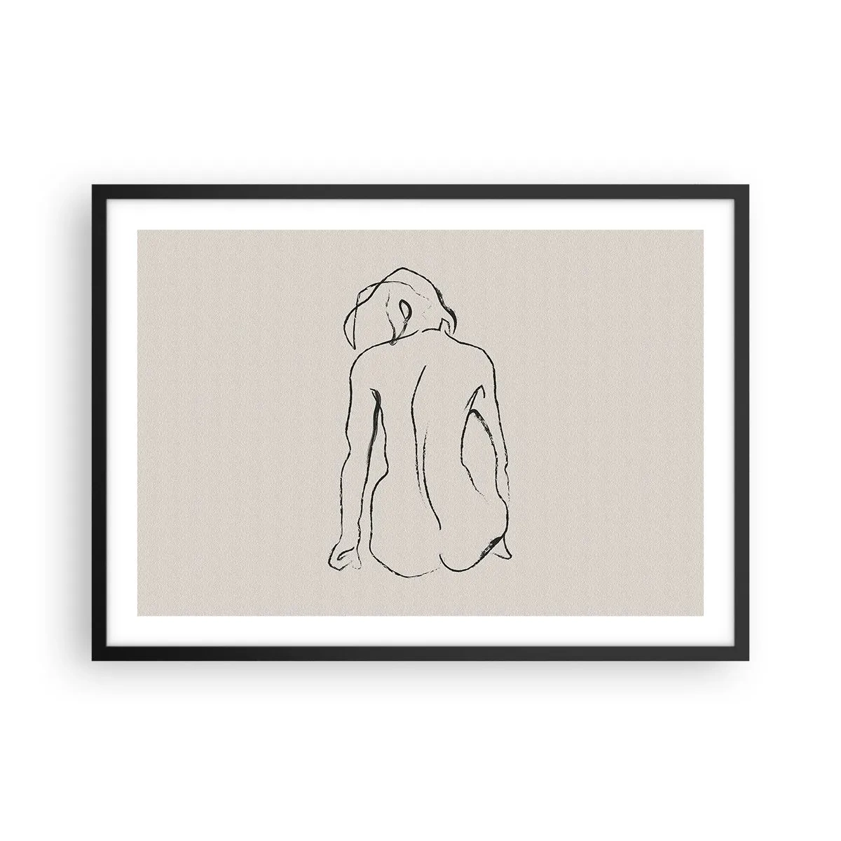 Poster in een zwarte lijst - Naakt meisje - 70x50 cm