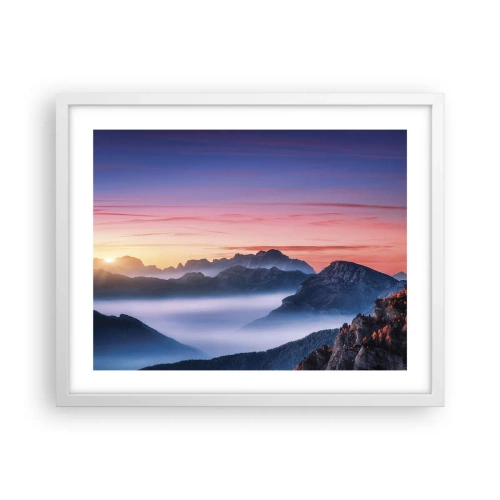 Poster in een witte lijst - Over de valleien - 50x40 cm
