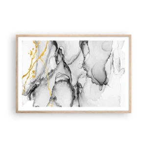 Een poster in een licht eiken lijst - Compositie met een gouden motief - 91x61 cm