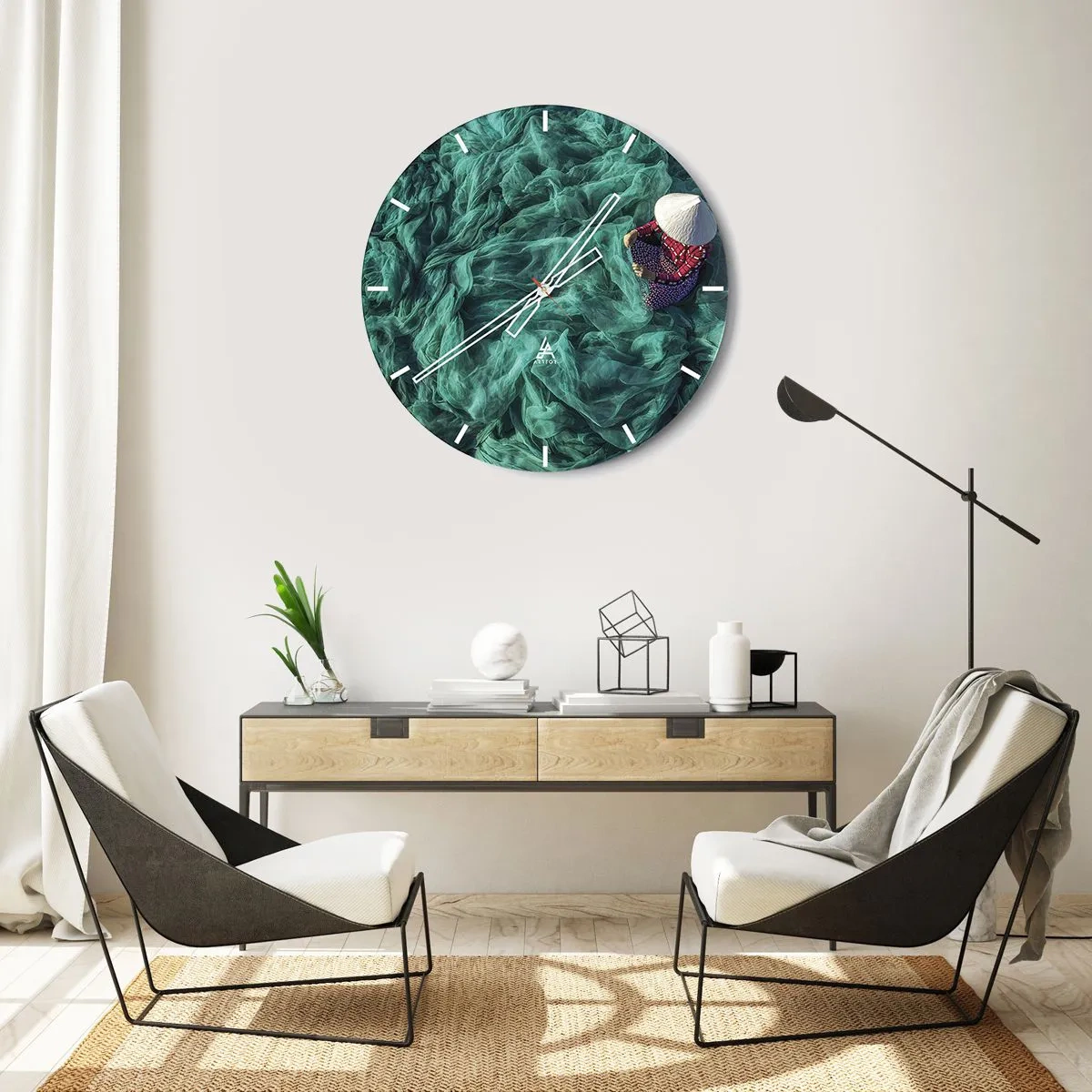 Wandklok - Klok - In een zee van netten - 40x40 cm