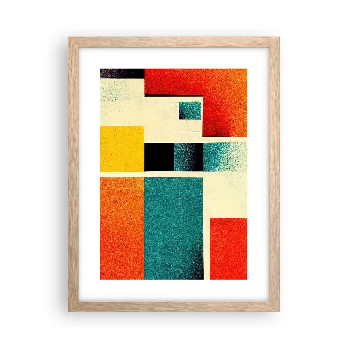 Een poster in een licht eiken lijst - Geometrische abstractie – goede energie - 30x40 cm