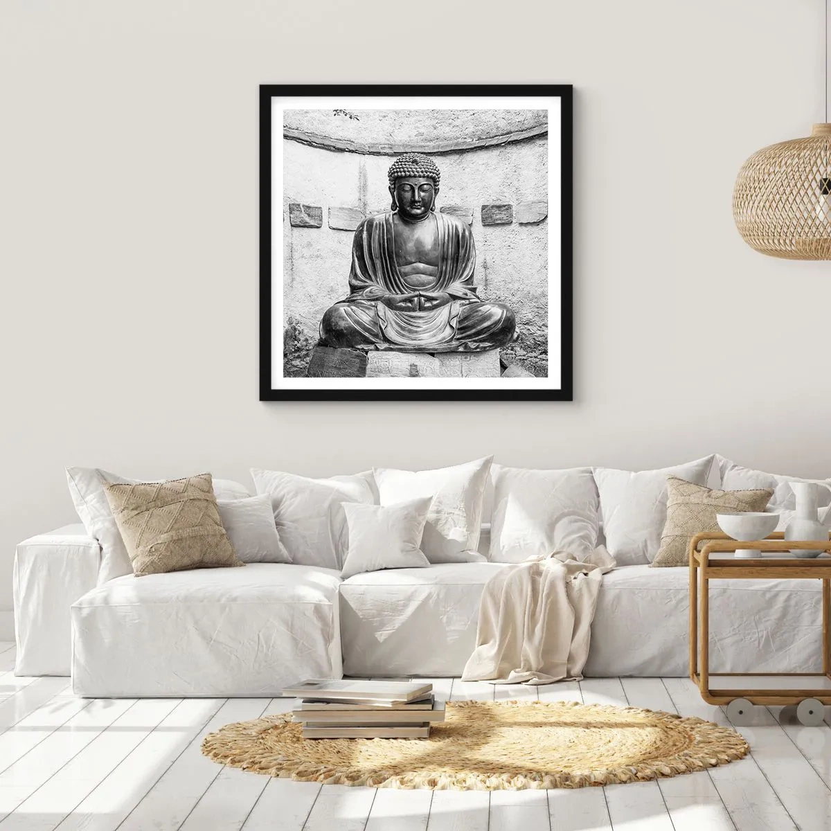 Poster in een zwarte lijst - Aan de bron van vrede - 50x50 cm