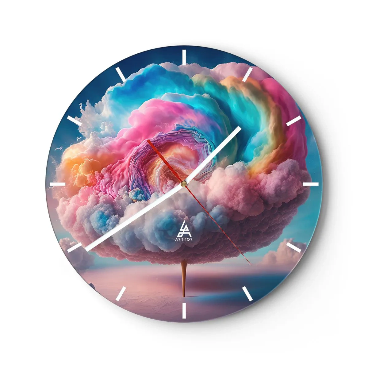Wandklok - Klok - Een fantasiewolkenboom in pastelkleuren - 30x30cm - De droom van een pretpark - Moderne wanddecoratie voor woonkamer, keuken en slaapkamer ARTTOR