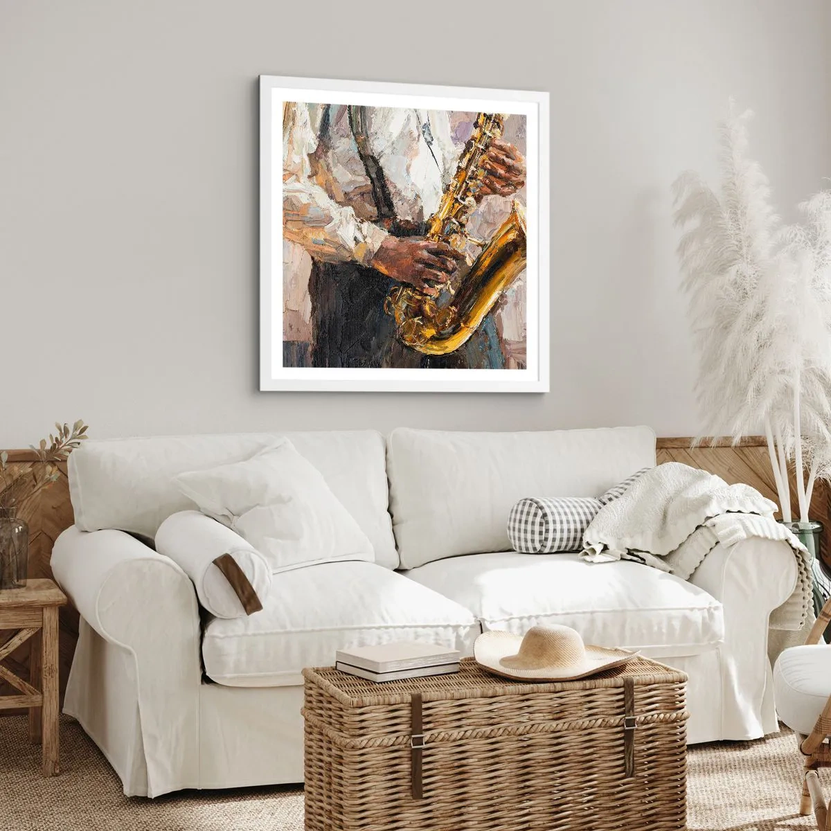 Poster in een witte lijst - Tijd om te solo te spelen - 50x50 cm