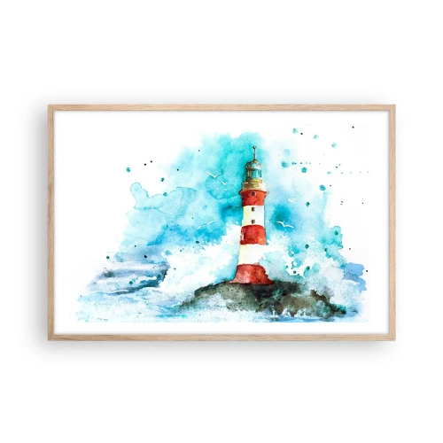 Een poster in een licht eiken lijst - Eenheid van de elementen - 91x61 cm