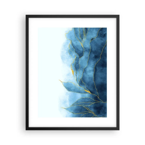 Poster in een zwarte lijst - Blauw in goud - 40x50 cm