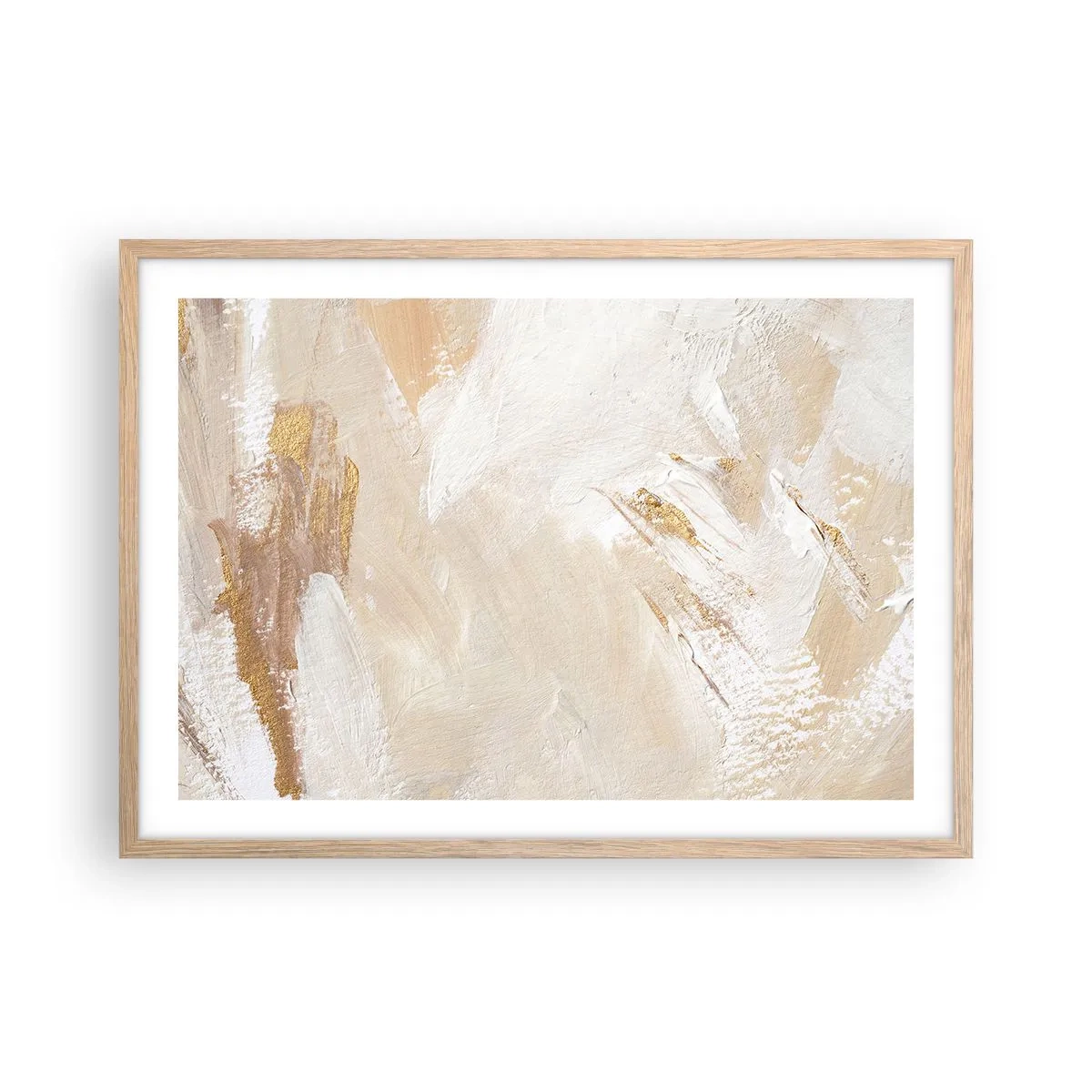 Een poster in een licht eiken lijst - Pastelkleurige compositie - 70x50 cm