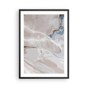 Poster in een zwarte lijst - Marmerpatroon in delicate beige- en blauwtinten - 50x70cm - Blauw kronkelt onder het wit - Moderne wanddecoratie voor woonkamer en slaapkamer ARTTOR