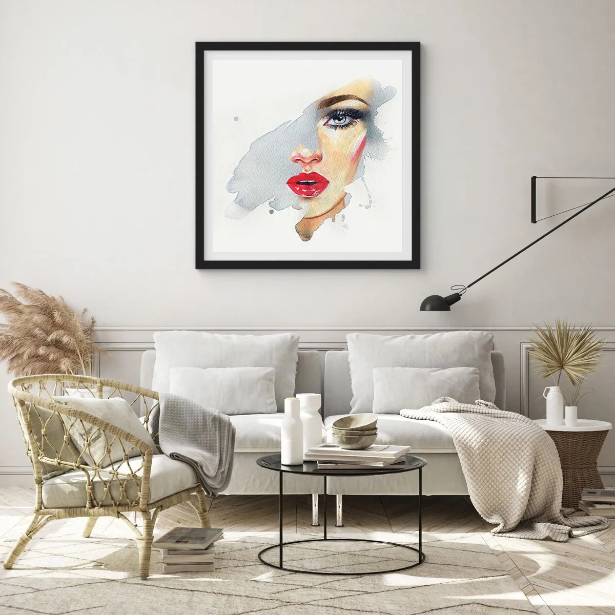 Poster in een zwarte lijst - Weerspiegeld in een druppel water - 60x60 cm