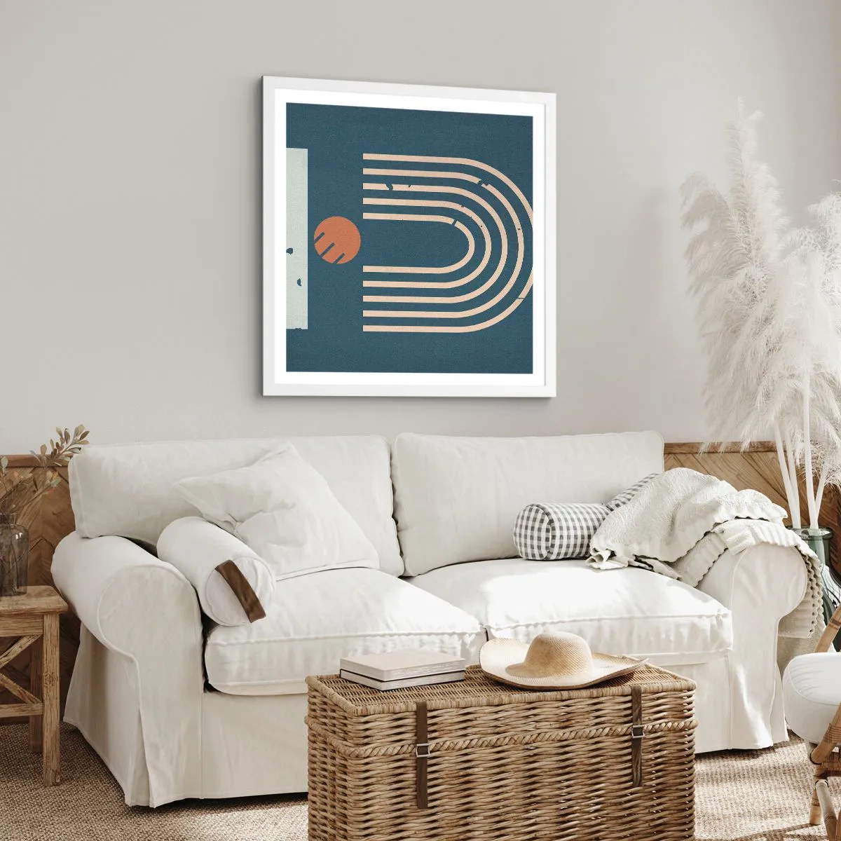 Poster in een witte lijst - Geometrie op de granaatappel - 60x60 cm