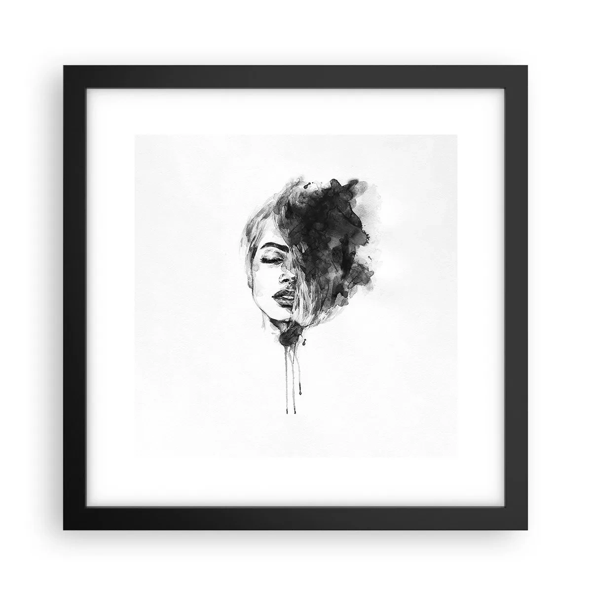 Poster in een zwarte lijst - Waar droomt het meisje over? - 30x30 cm