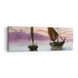 Schilderen op canvas - Avond in de haven - 90x30 cm