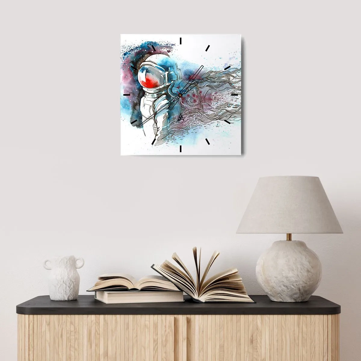 Wandklok - Klok - Alleen met de kosmos - 30x30 cm