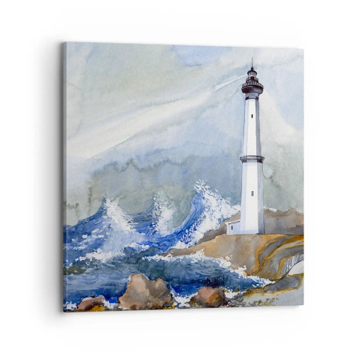 Schilderen op canvas - Tegen de duisternis en de storm - 70x70 cm