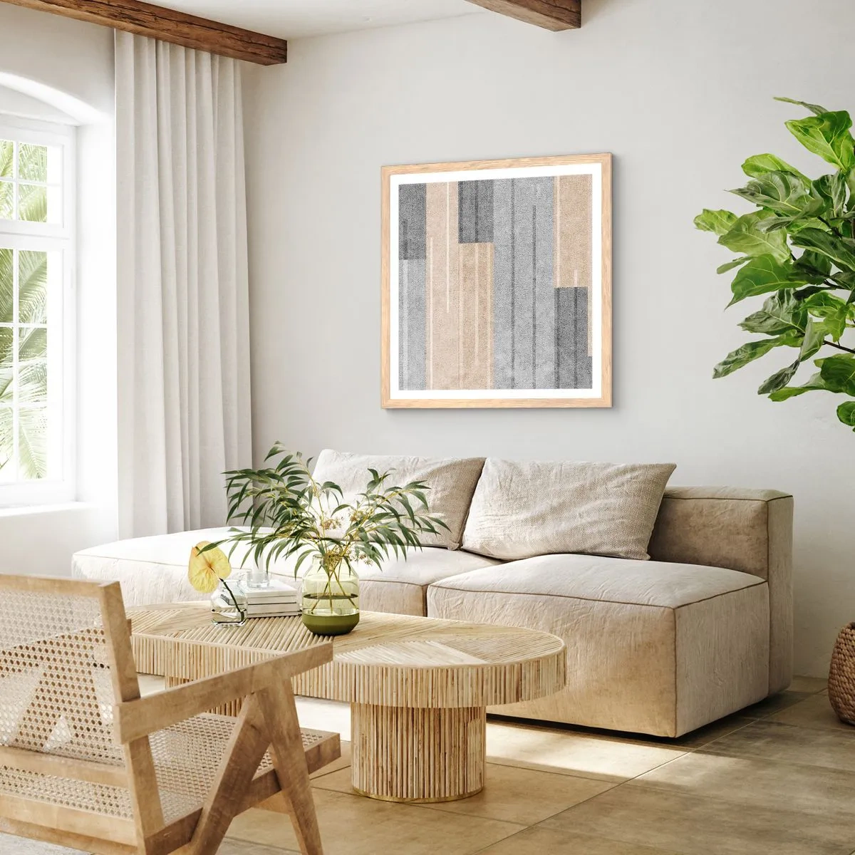 Een poster in een licht eiken lijst - Compositie: houd verticaal - 50x50 cm