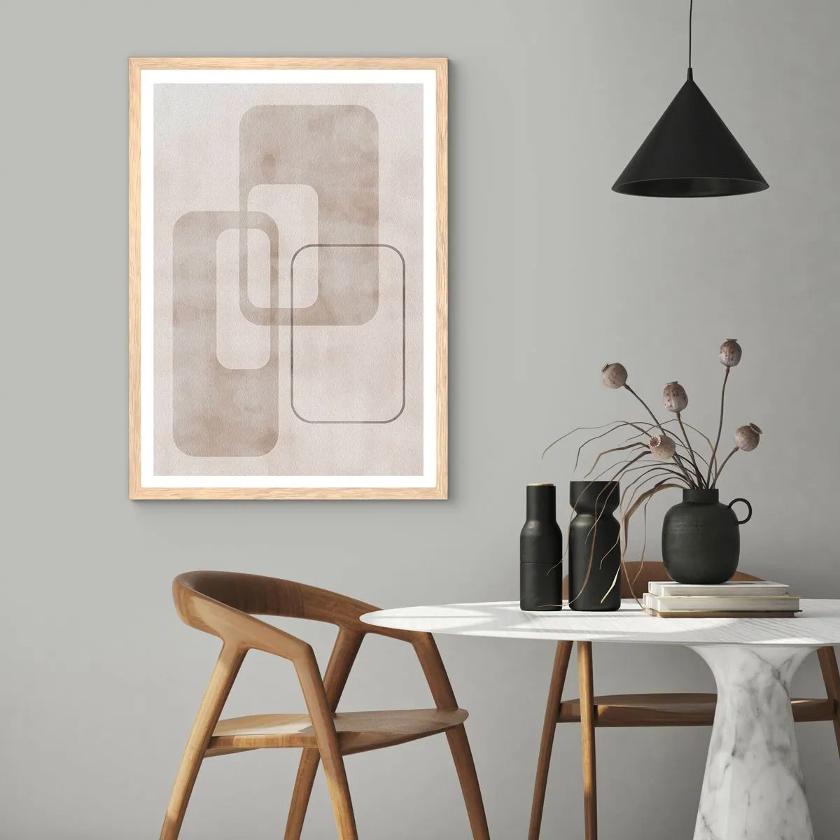 Een poster in een licht eiken lijst - Geometrische voeg - 40x50 cm