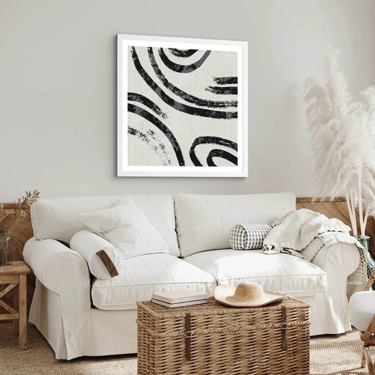 Poster in een witte lijst - Half gestopt - 50x50 cm