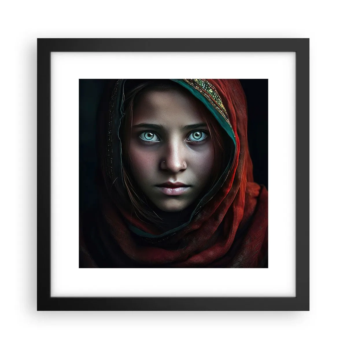Poster in een zwarte lijst - Oosterse prinses - 30x30 cm