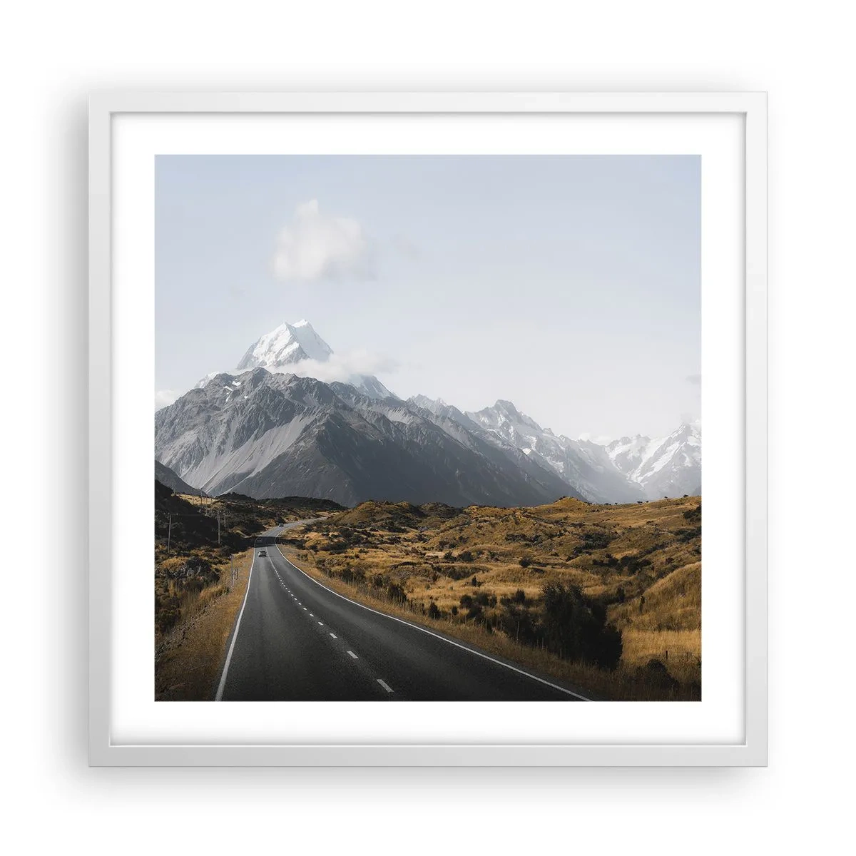 Poster in een witte lijst - De weg naar het hart van de bergen - 50x50 cm