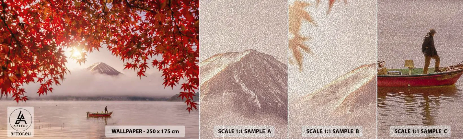 Fotobehang Monster Premium Sand - In het Japanse klimaat - Landschap, Meer, Japan - 100x30 cm