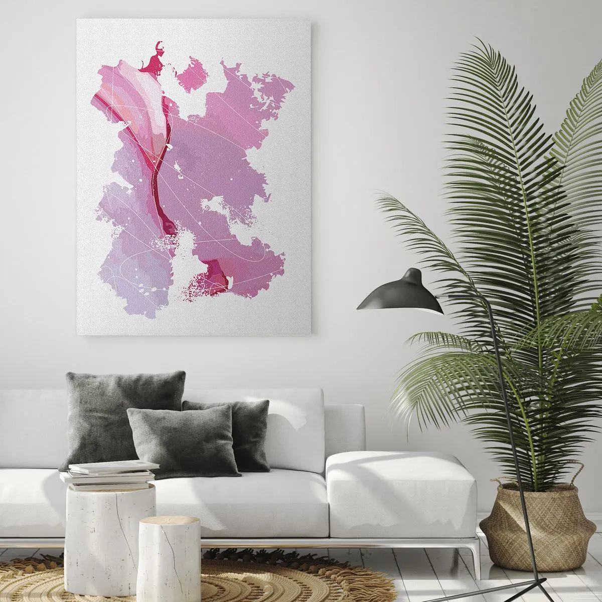 Schilderen op glas - Kaart van de roze wereld - 50x70 cm