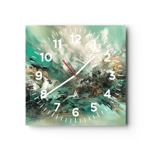 Wandklok - Klok - Emerald en zwarte branding - 40x40 cm