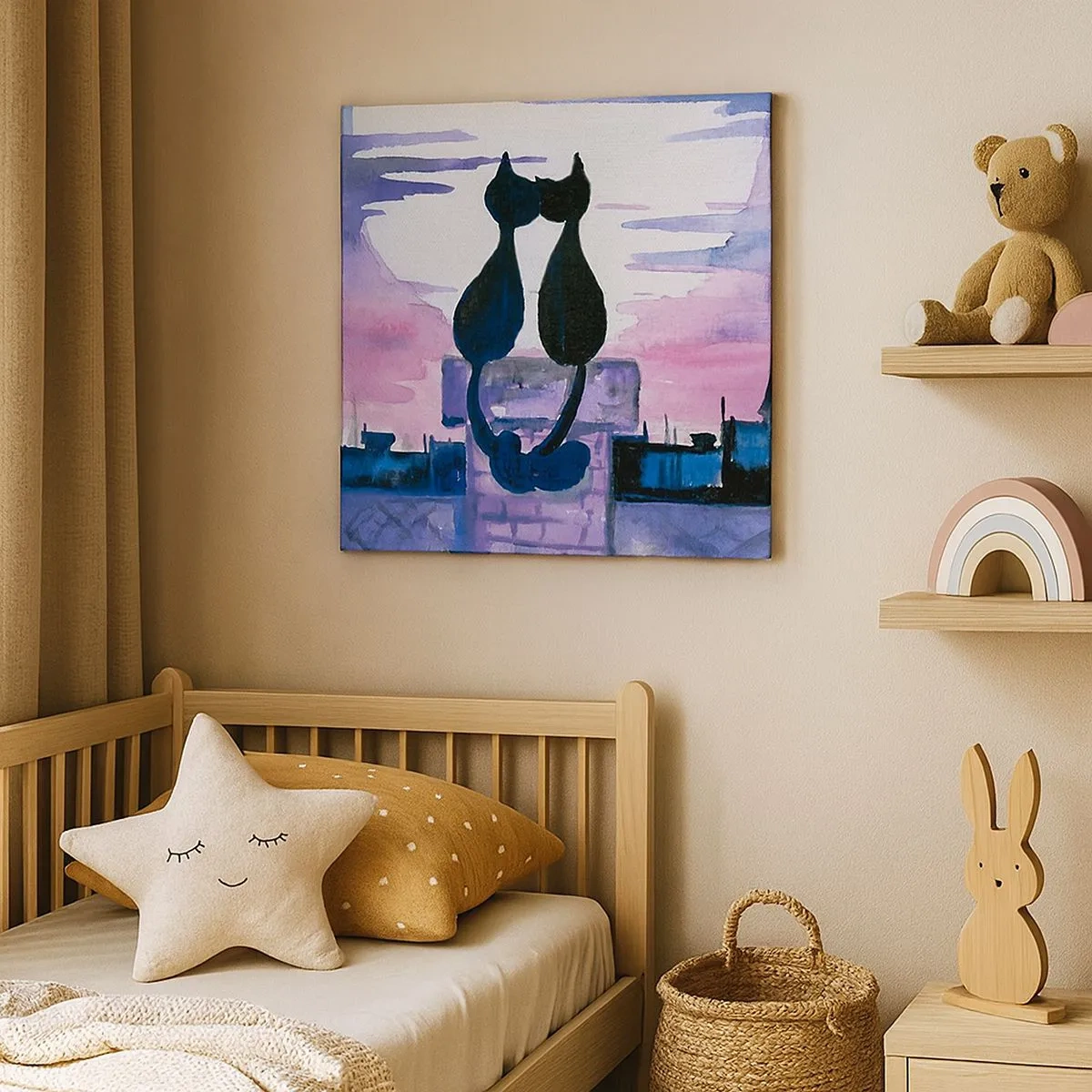 Schilderen op canvas - Afspraak onder de maan - 30x30 cm