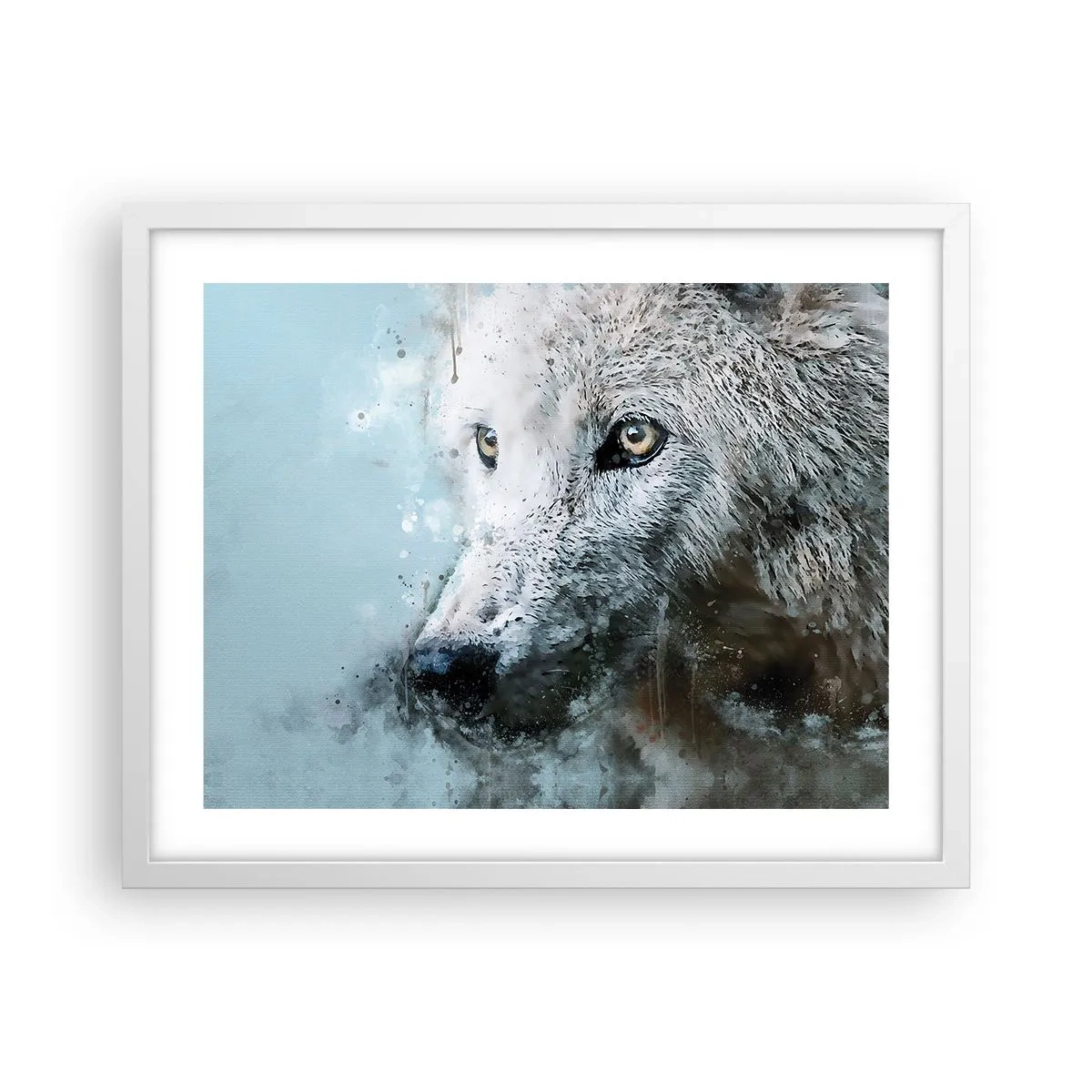 Poster in een witte lijst - Ontmoet de wolvenziel - 50x40 cm