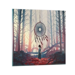 Schilderen op glas - Een geheim ritueel van geluk - 70x70 cm
