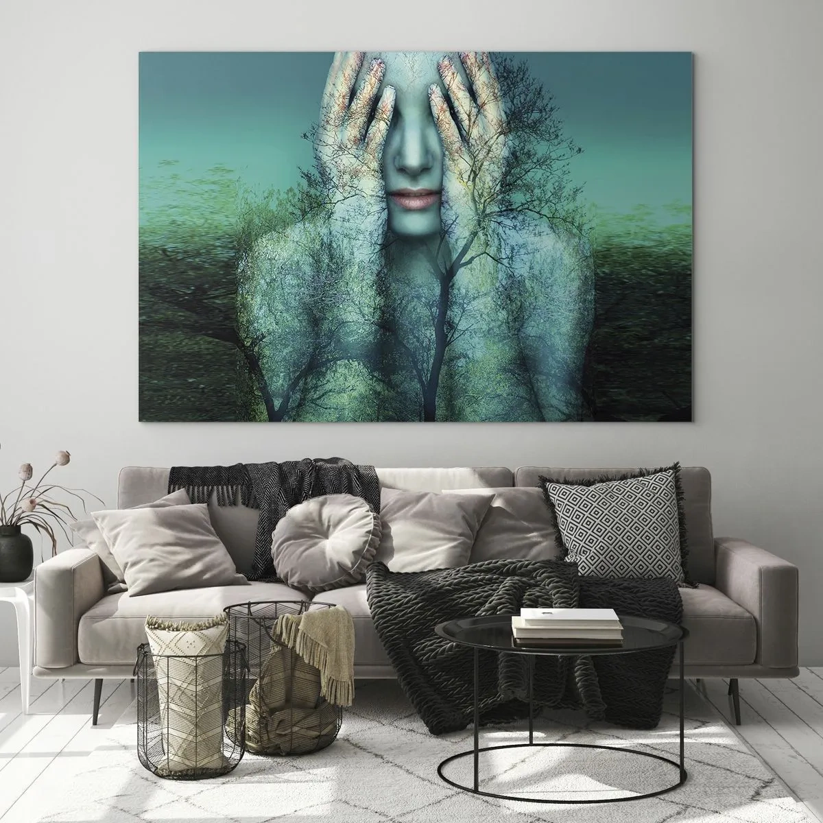 Schilderen op glas - Ondergedompeld in blauw - 100x70 cm