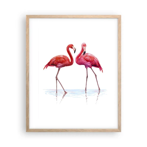 Een poster in een licht eiken lijst - Roze randez-vous - 40x50 cm