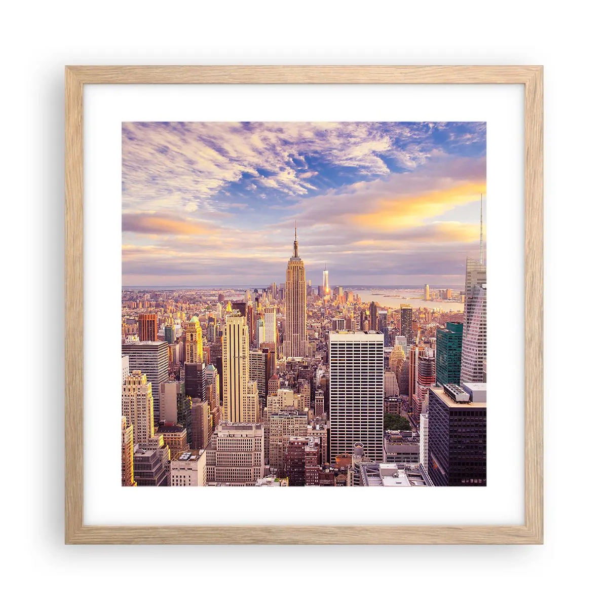 Een poster in een licht eiken lijst - Reik alleen naar de wolken - 40x40 cm