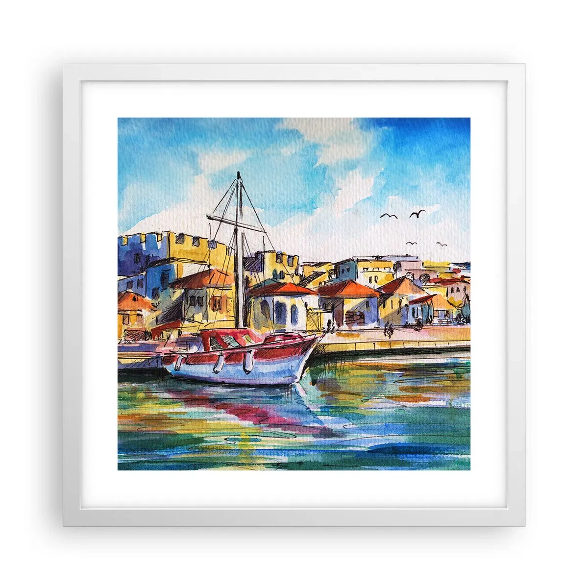 Poster in een witte lijst - Regenboogmiddag - 40x40 cm