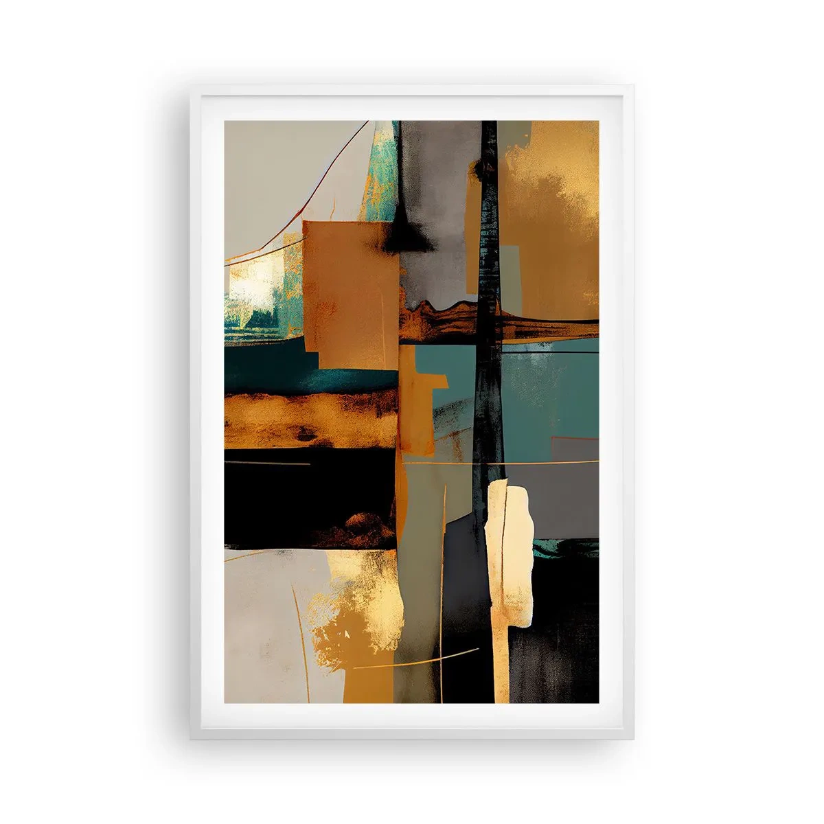Poster in een witte lijst - Abstractie – licht en schaduw - 61x91 cm
