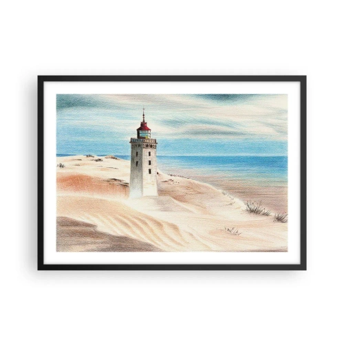 Poster in een zwarte lijst - Altijd staren naar de zee - 70x50 cm