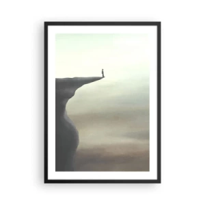 Poster in een zwarte lijst - Silhouet van een vrouw die op de rand van een klif staat - 50x70cm - Omhoog, natuurlijk! - Moderne wanddecoratie voor woonkamer en slaapkamer ARTTOR