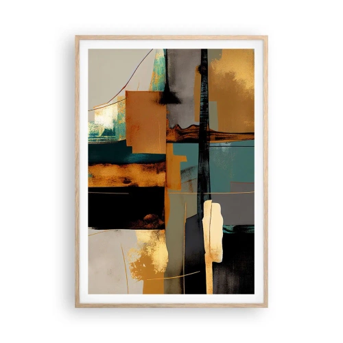 Een poster in een licht eiken lijst - Abstractie – licht en schaduw - 70x100 cm